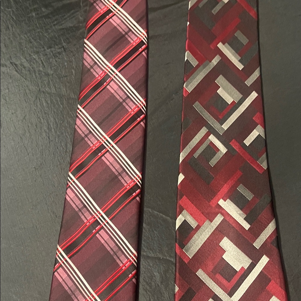 Elegant Red and Silver Men's Ties Set